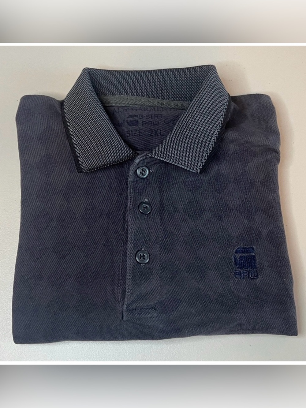 GStar Raw Diamond Pattern Polo Gray - Labeled 2XL but fits like a L